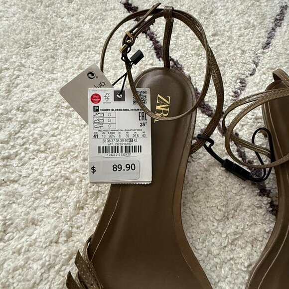 Zara Women's Khaki and Green Sandals - Picture 3 of 7